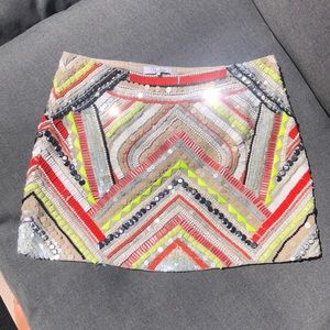 Neon Beaded Parker Mini Skirt